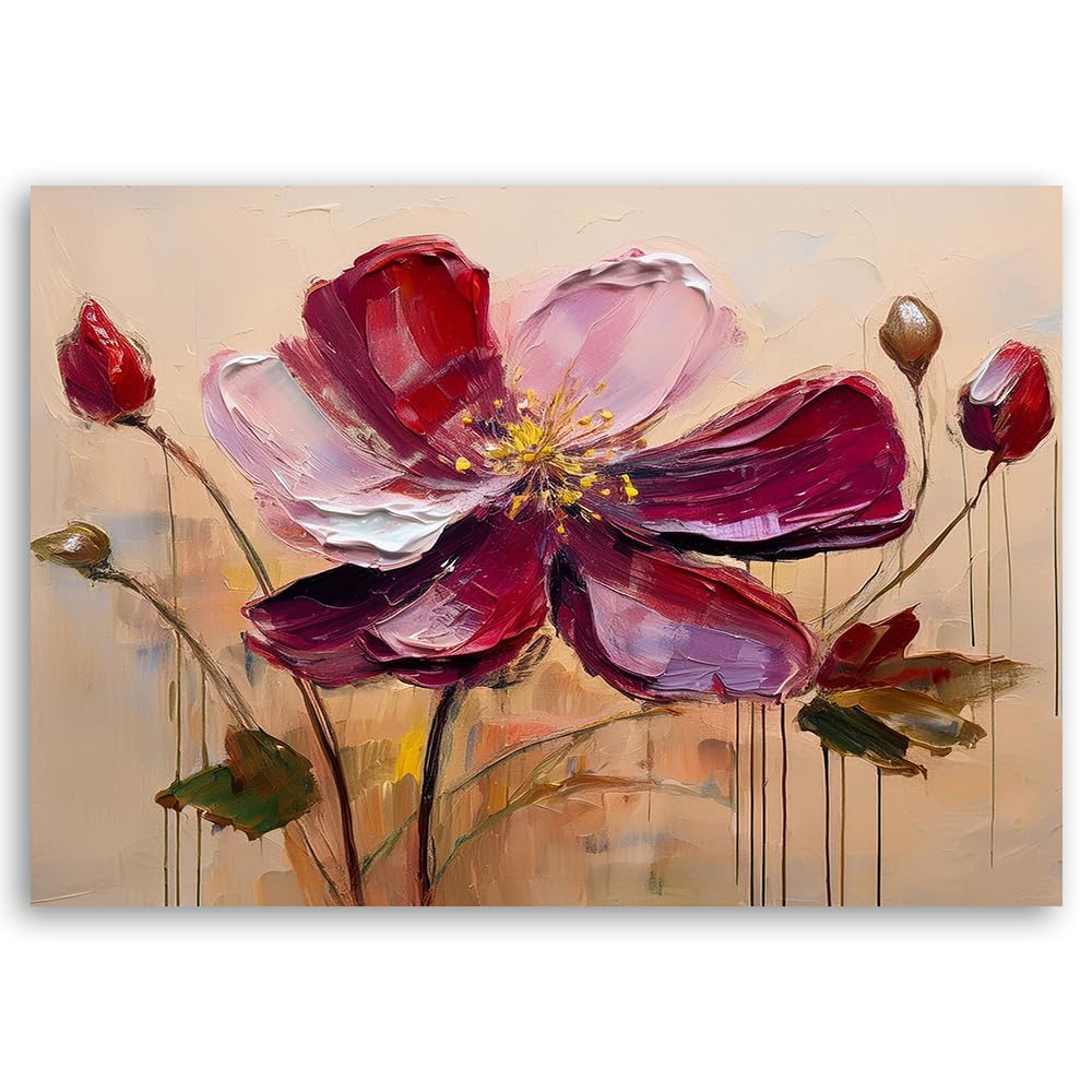 Lienzo de flor roja abstracta de 50x70 cm para renovar las paredes vacías de casa 7