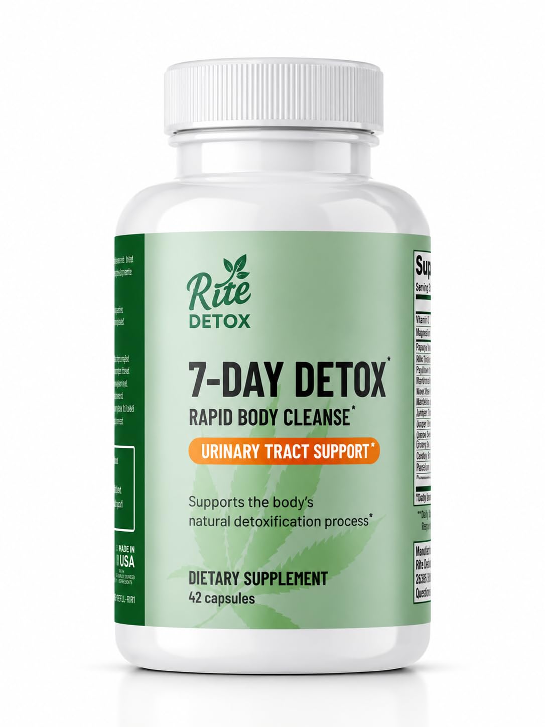 Detox and Cleanse | 7-Day Detox Program | Urinary Tract Support | Free Companion App with Dose Reminders and Day-by-Day Plan | 42 Capsules