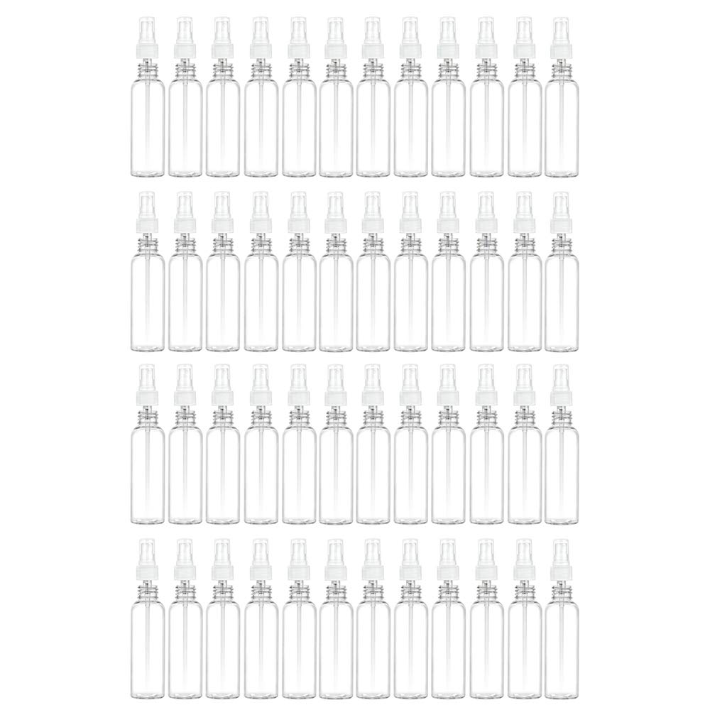 48 Lot Plastic Spray Bottles 2 oz PET Clear Mist Sprayer TSA Empty Travel Refill