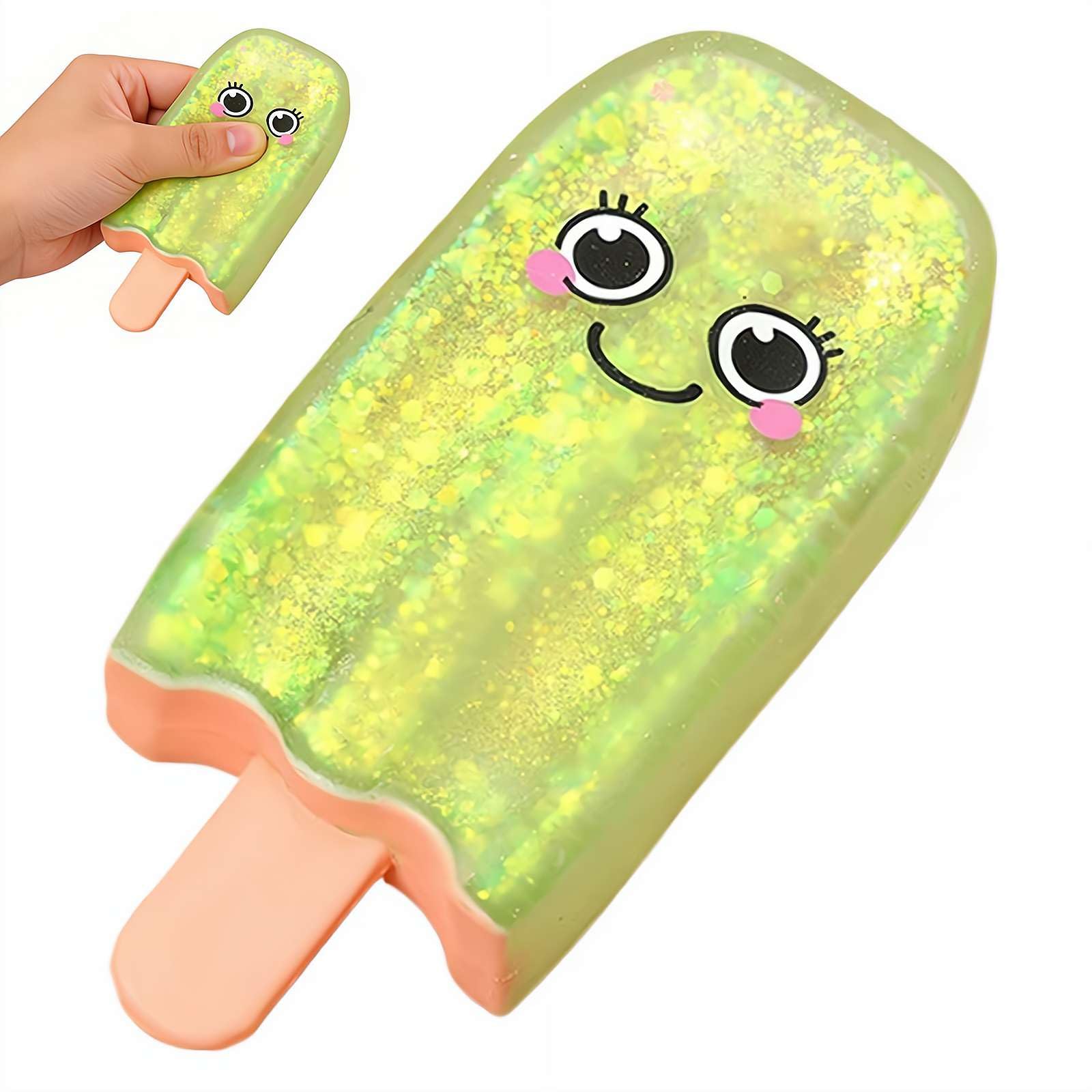 Ice Cream Squishies Toy, Summer Sensory Stress Relief Squeezes Ball for Anxiety, Soft Fidget Toys for Adults, Easter Basket Stuffers Birthday Party Favors, Pink Ice Cream Squeezes Gift (Green 1pcs)