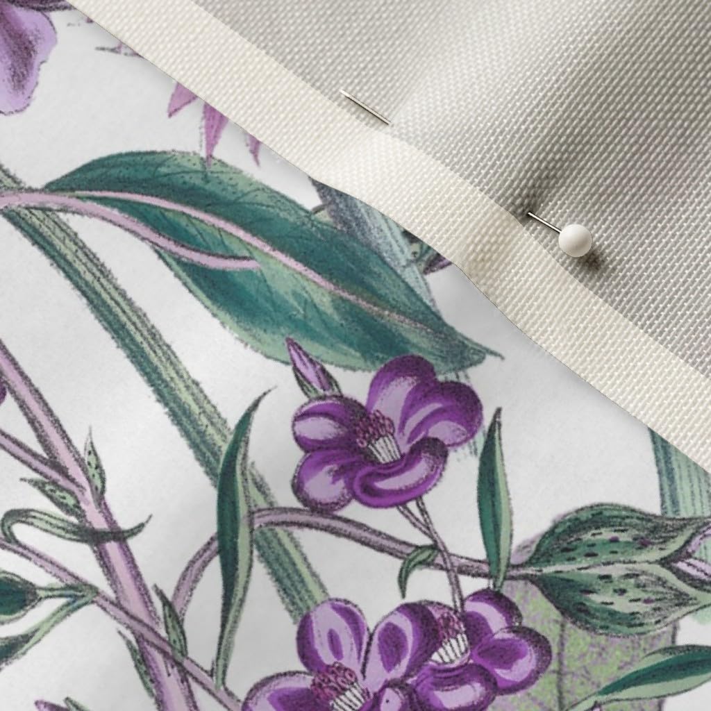 Spoonflower Fabric - White Lilac Lavender Floral Flowers Botanical Spring Purple Printed on Upholstery Velvet Fabric by The Yard - Upholstery Home Decor Bottomweight Apparel