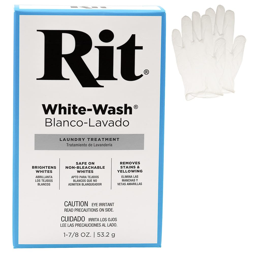 All Purpose Concentrated Rit Dye Powder Single Pack with Plastic Gloves for Clothing, Décor, and Crafts – Whitewash
