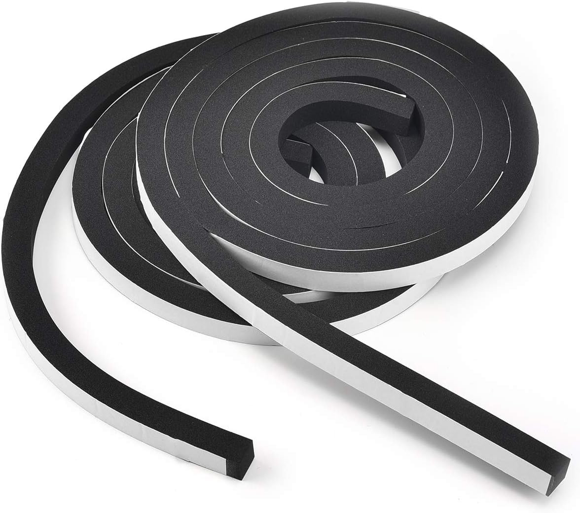 TamBee Weather Stripping Foam Tape 1/2 Inch Wide X 1/2 Inch Thick,High Density Foam Strip Self Adhesive Weatherstrip Insulation Foam Rubber Seal Strip 13 Ft(2 Rolls of 6.5 Ft Long Each)