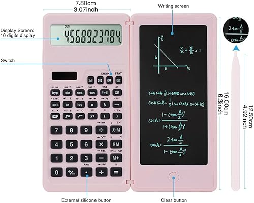 Miniatura 3 de Calculadoras científicas para escuela secundaria y secundaria, energía solar y de batería con bloc de notas para la escuela, calculadora digital de