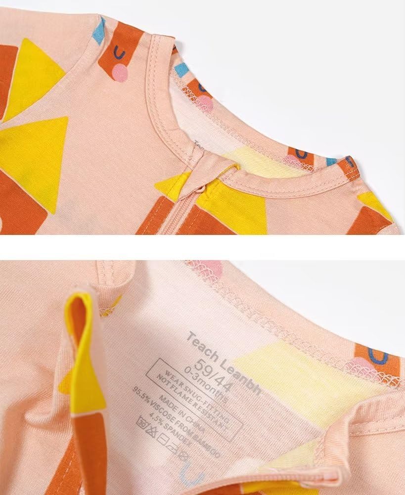 Teach Leanbh Baby Boys Girls 2 Pack Bamboo Viscose Pajamas with Mitten Cuffs 2 Way Zipper Long Sleeve Romper Sleep and Play - Image 2