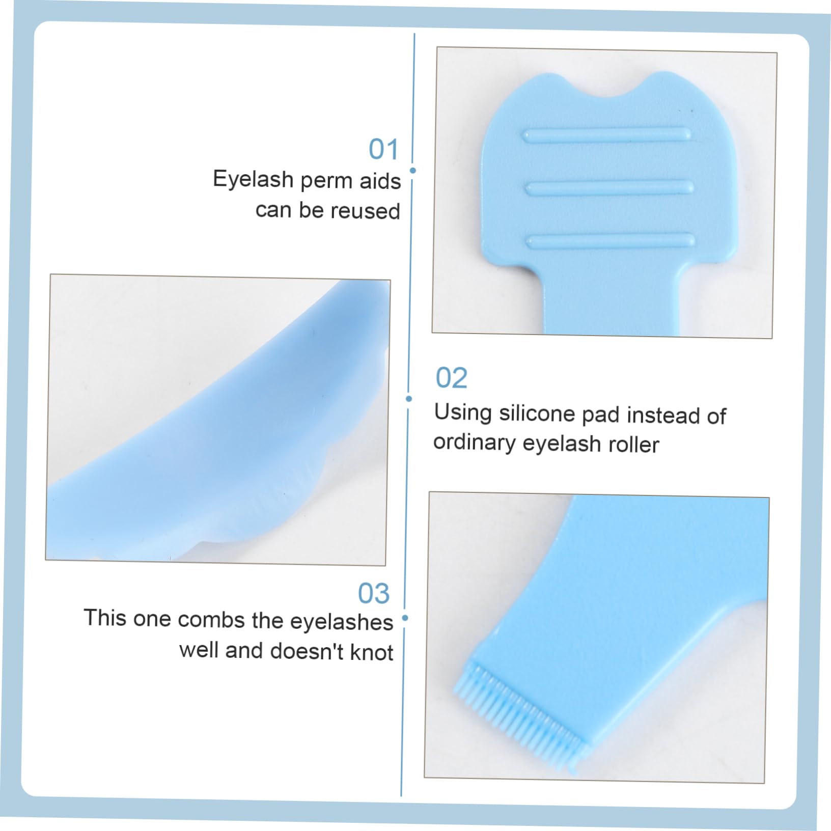 FRCOLOR 20pares Almohadillas De Para Rizado De Pestañas Cepillos y Herramienta Auxiliar Para Perming y Extensiones De Pestañas Color Azul