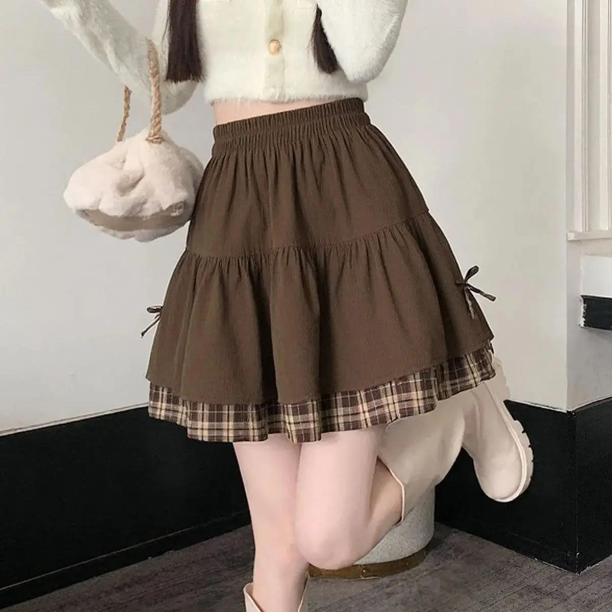 Women's High Waist Dot Pleated Mini Skort Unique Chic Casual White