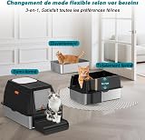 SZEETECH Stainless Steel XL Cat Litter Tray with Lid, Stainless Steel Cat Litter Box, Closed Cat Litter Box, Two Outputs, Shovel + Mat + Pedal Step - 60 x 40 x 39.5 cm (Black) - 7