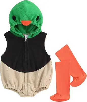 Pudcoco Infant Baby Boys Girls Halloween Mallard Duck Costume Hooded Sleeveless Romper Leggings Outfit Set