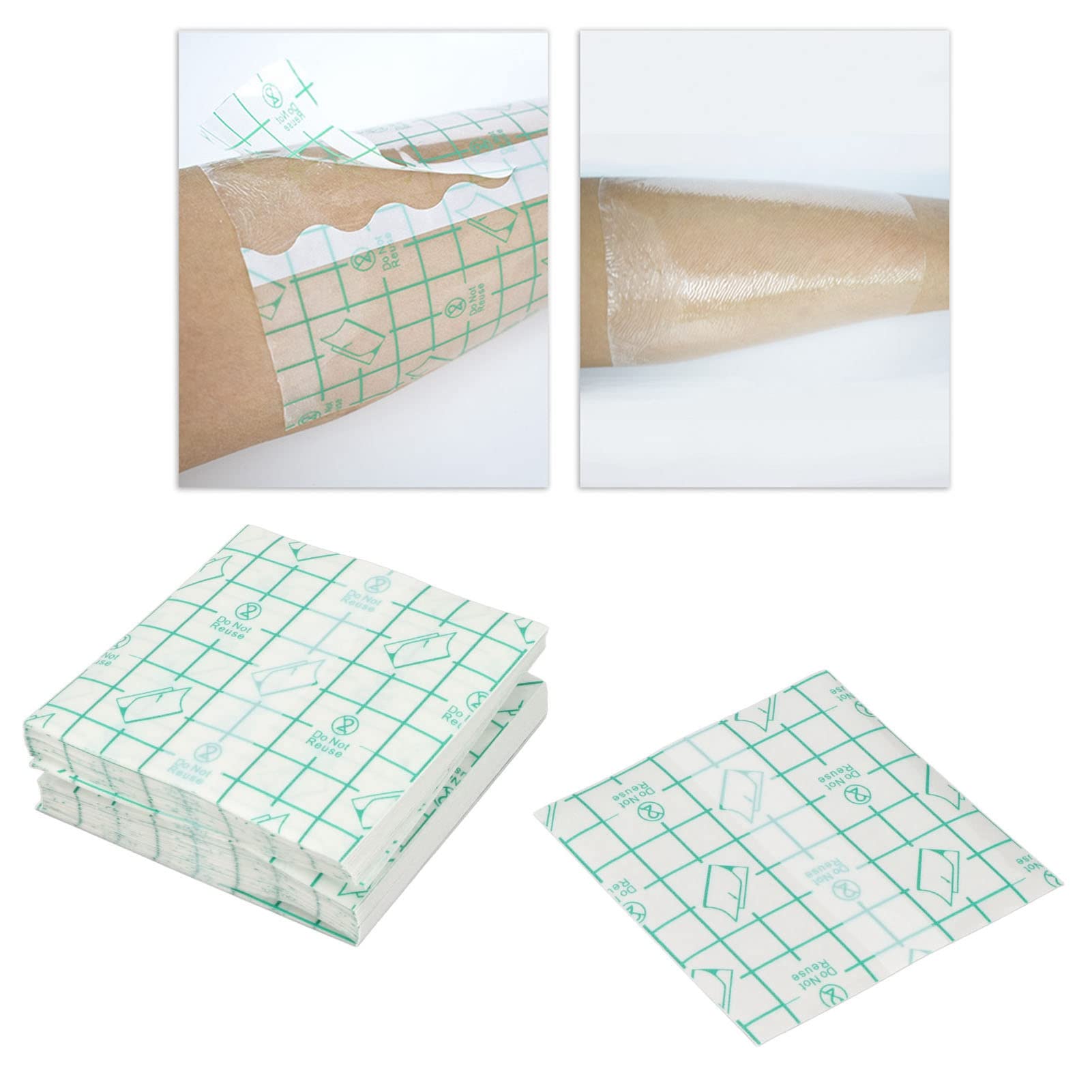 Cinta de Vendaje de Película Transparente de 100 Piezas, Vendaje de Película Elástica Transparente Desechable, Cubierta de Vendaje Impermeable Adhesiva (8 X 8 Cm)