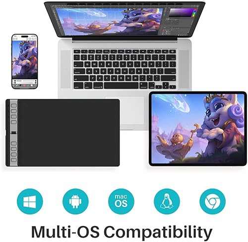 Miniatura 5 de HUION Inspiroy 2 Tabletas de dibujo grandes 2023 con rueda de desplazamiento, 3 juegos de 8 teclas personalizadas, bolígrafo sin batería para arte,