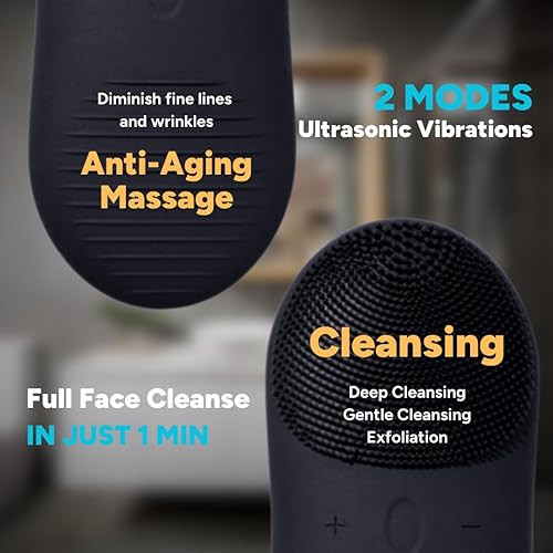 Miniatura 3 de Peony - Cepillo de limpieza facial de silicona, masajeador facial antienvejecimiento con 12 engranajes, herramienta de lavado facial exfoliante para