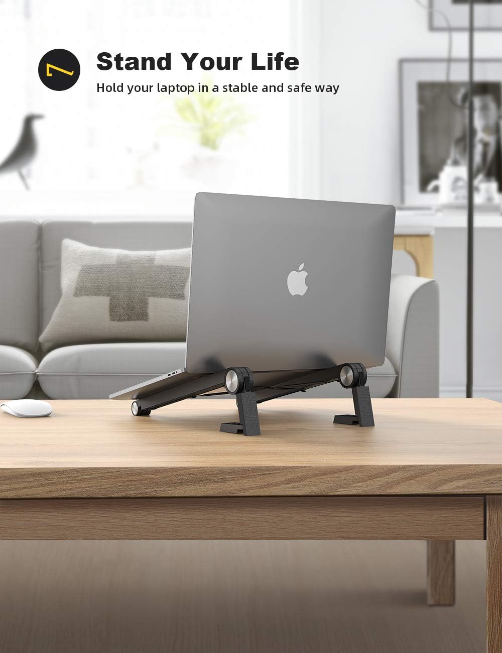 Lamicall Laptop Riser Stand Portable Ergonomic Computer & Notebook Stand Holder for Desk, Foldable Laptop Lift, Height Adjustable, Compatible with MacBook Air Pro, Dell XPS, HP (10-15.6'')
