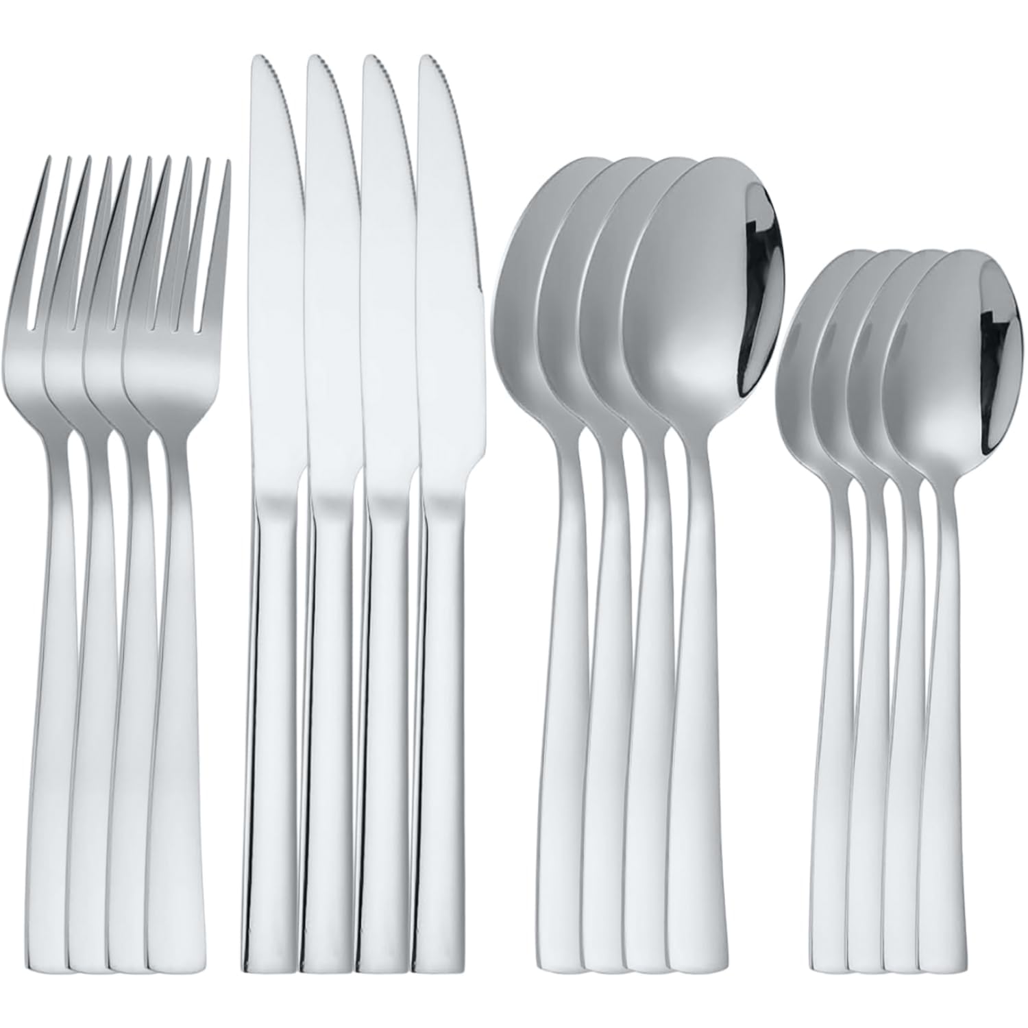 Naidev Silverware Set for 4, 16-Piece 18/10 Stainless Steel Flatware Set,Forged Cutlery Set Matte Finish for Home,Restaurant and Parties, Dishwasher Safe.