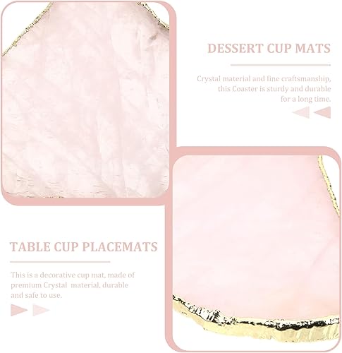 Miniatura 4 de Luxshiny Posavasos de cuarzo rosa con ágata de cristal natural, geoda, rodajas de piedras preciosas irregulares para bar, bebidas, tapete para