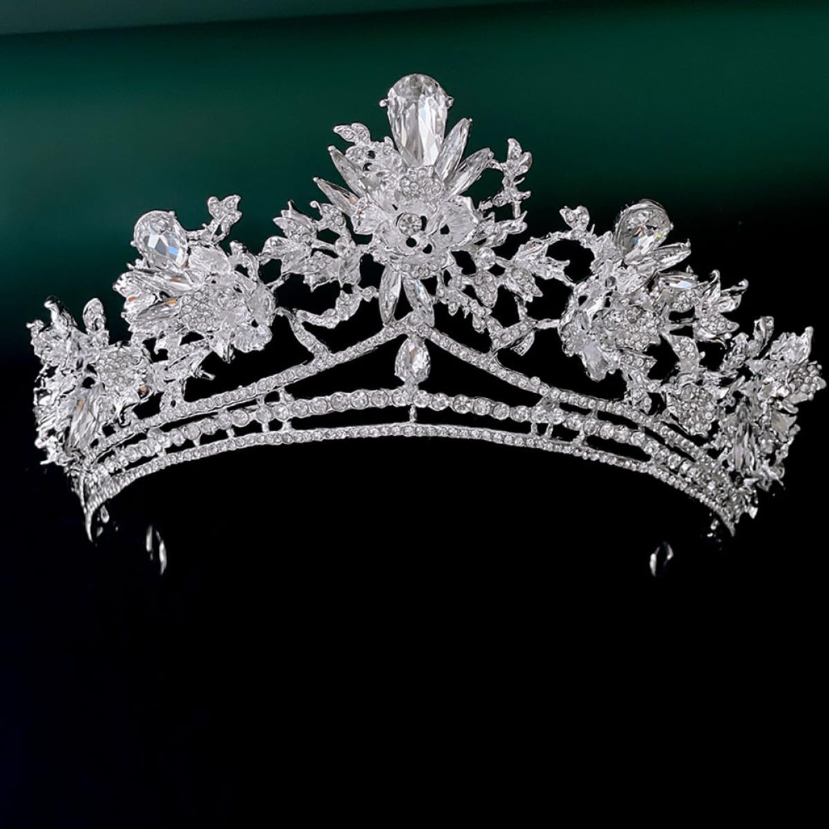 VALICLUD Tiara Barroca Plateada para Novia y Damas de Corte Diseño Versátil y Cristales de Imitación para Eventos Formales y Fiestas Elegantes