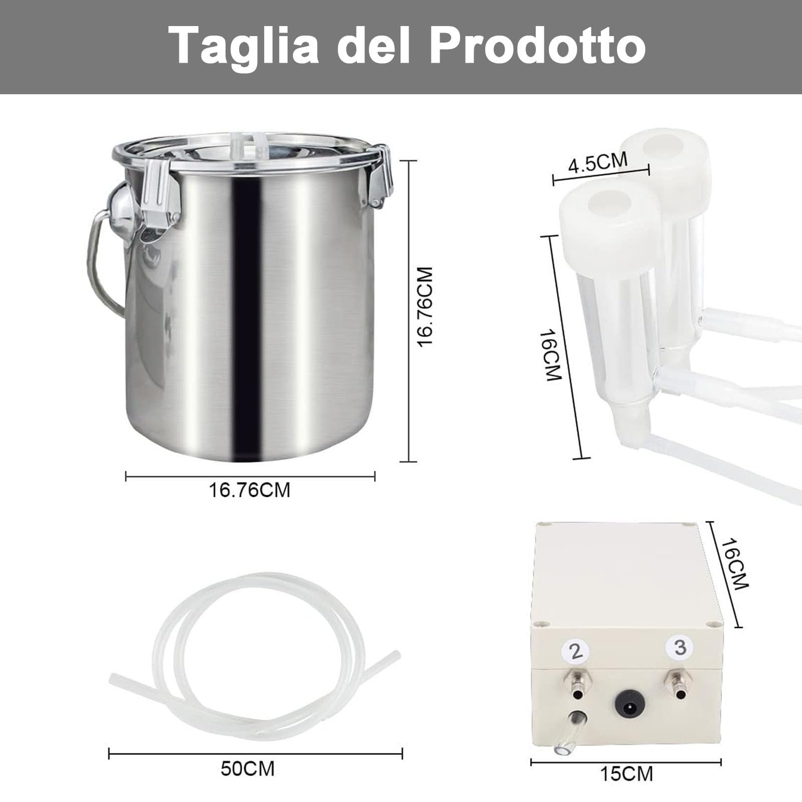 Mucca Pecora Mungitrice, Mungitrice Elettrica Portatile Mungitrice a Impulsi Mungitrice Kit per Capra Domestica Fattoria Domesti con Mungitrice in acciaio Inossidabile(14L, per Capra)
