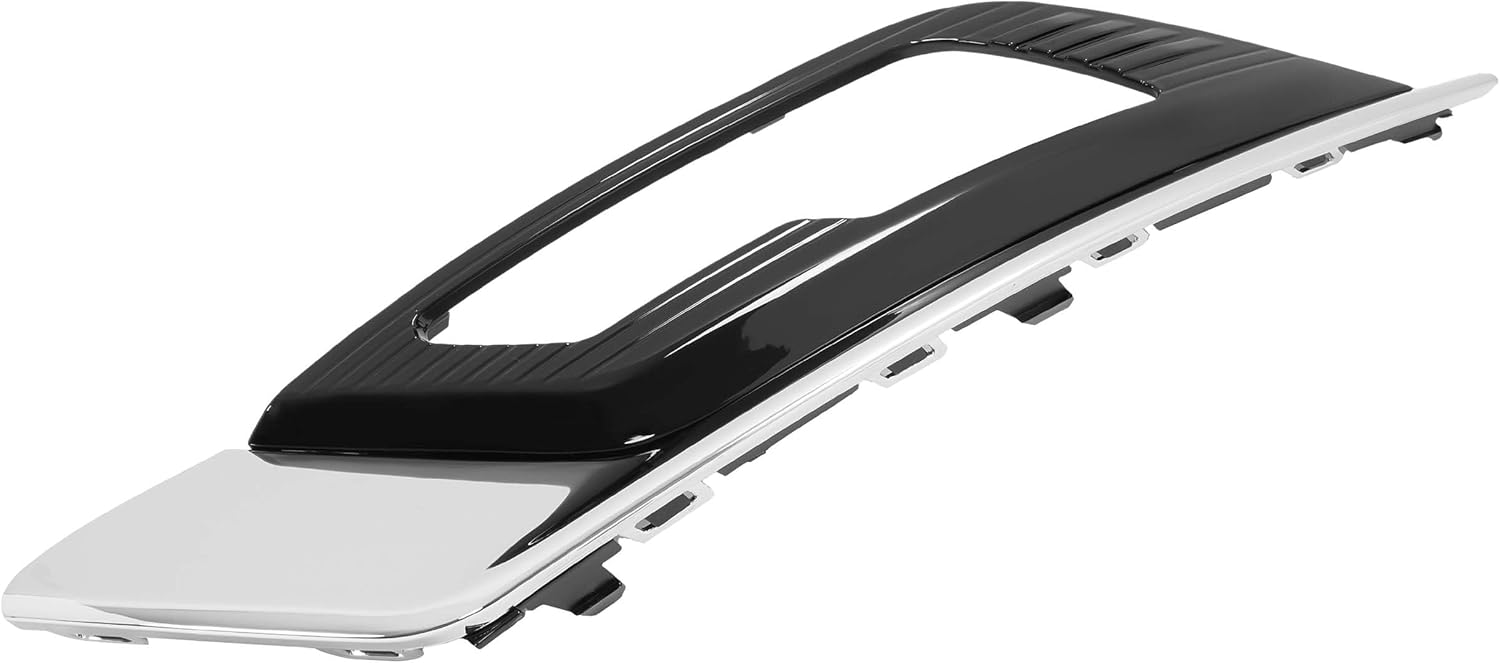 HECASA Fog Light Bezels W/Moldings Compatible with 2017-2018 Ford Fusion Front Bumper Driving Fog Lamp Cover Trim Frame LH & RH Gloss Black+Silvery Replacement for FO1038168 FO1039168