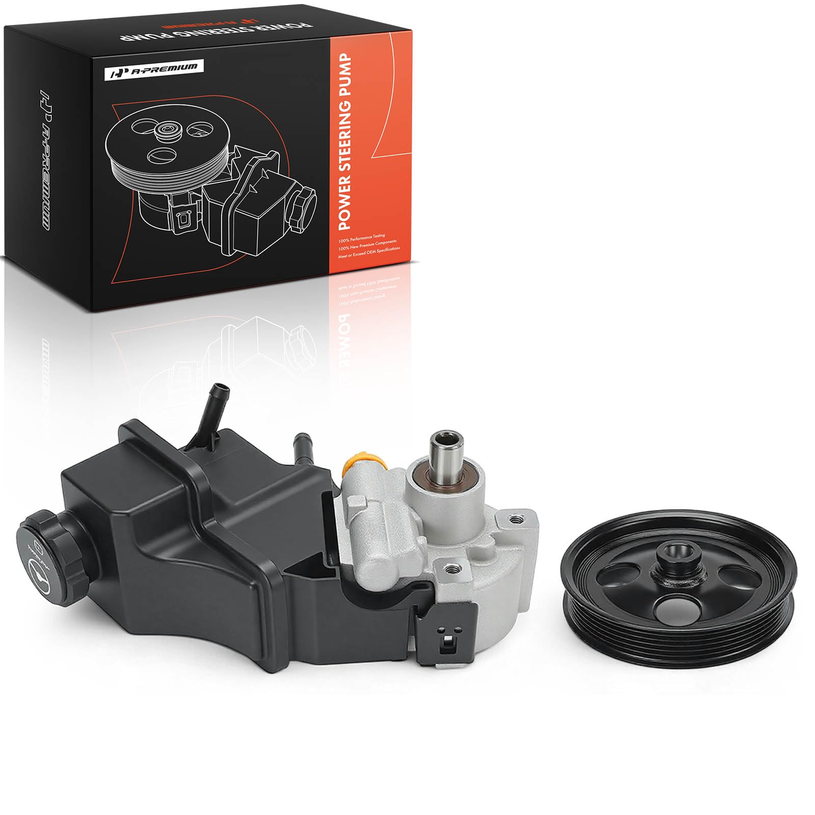 A-Premium Power Steering Pump, with Reservoir & Pulley, Compatible with Chevrolet Silverado 2500 3500 HD & GMC Sierra 2500 3500 HD, 2011 2012 2013