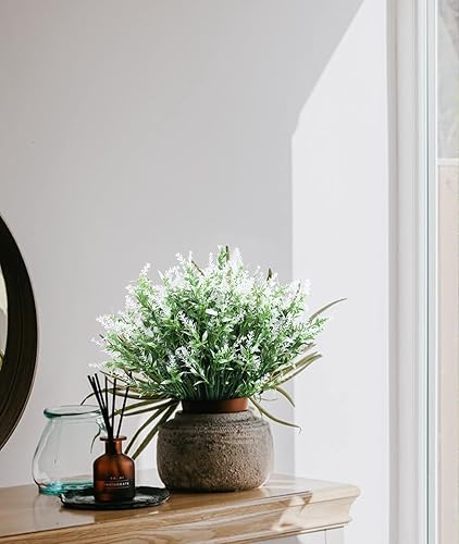 Miniatura 9 de RECUTMS - Flores artificiales para poner en exteriores, plantas sintéticas, resistentes a los rayos ultravioletas, flores de lavanda, arbustos de