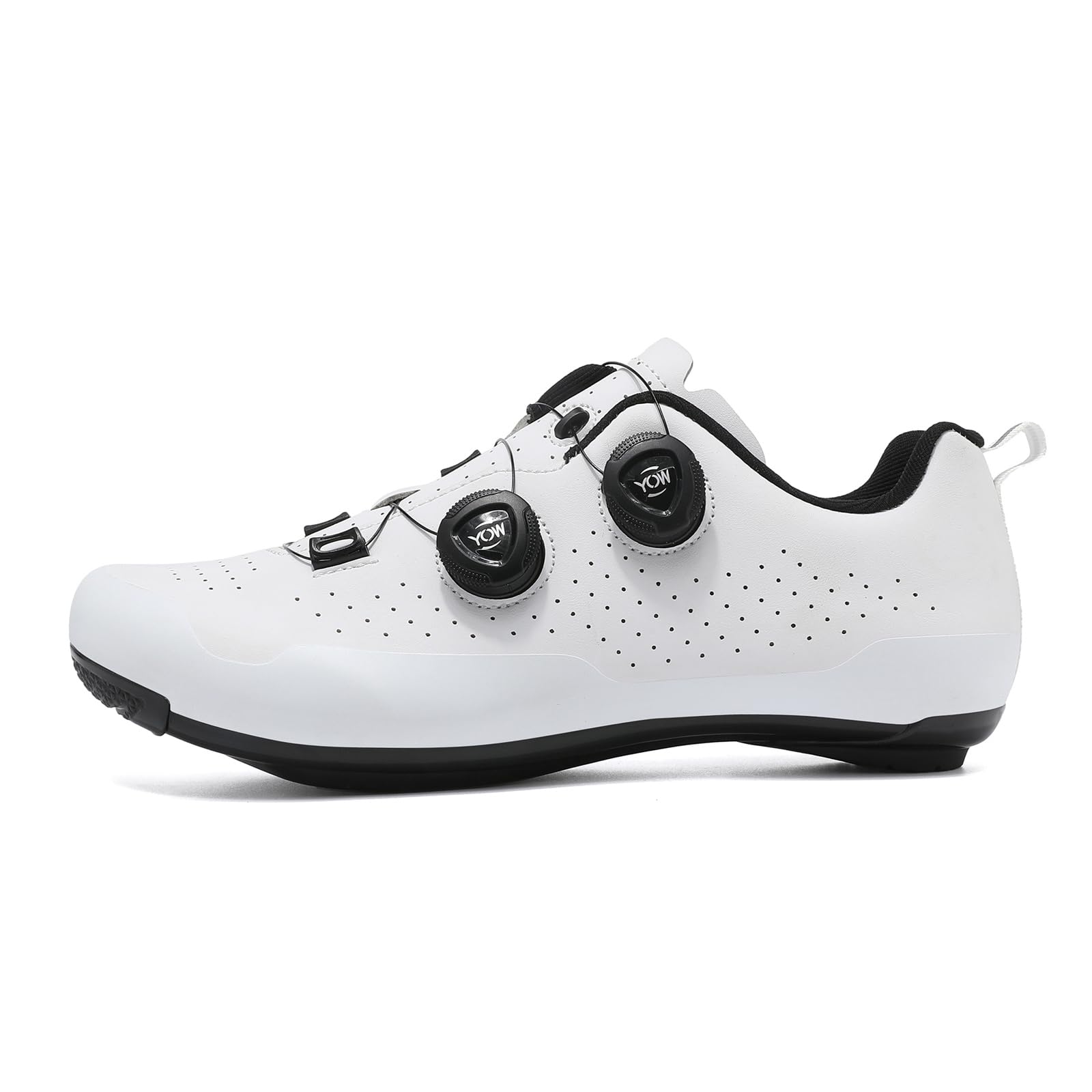 JiuQing Uniseksowe buty rowerowe Buty szosowe kompatybilne z Peloton Indoor Outdoor z blokami Delta,White,40 EU