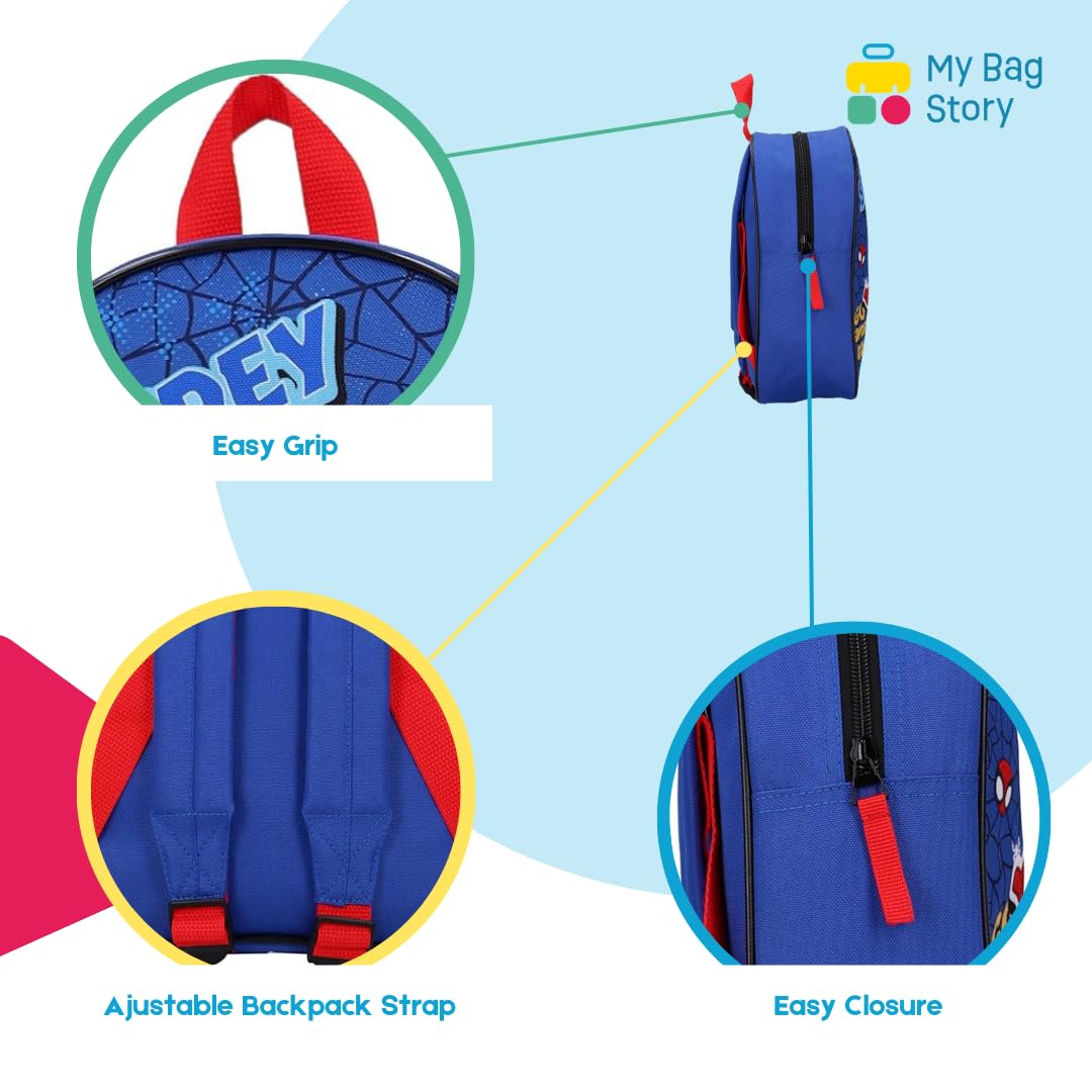 mybagstory Plecak Spidey Blue 29 cm – lekki i wytrzymały – wyściełane regulowane paski na ramię – jedna kieszeń główna – idealny do przedszkola, na czas wolny lub na wycieczki dla dzieci