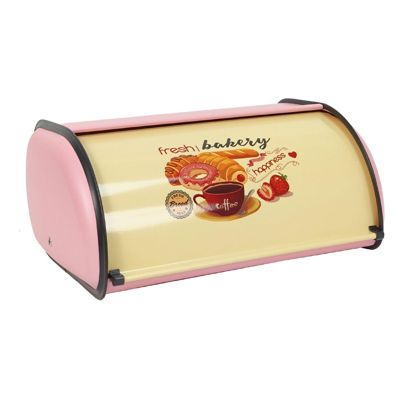 JFBLSD Metal Bread Box for Kitchen Countertop Storage Container Bin Large Capacity Dopamine Color for Freshly Baked Goods Including Cookies, Bagels, Muffins(Pink)