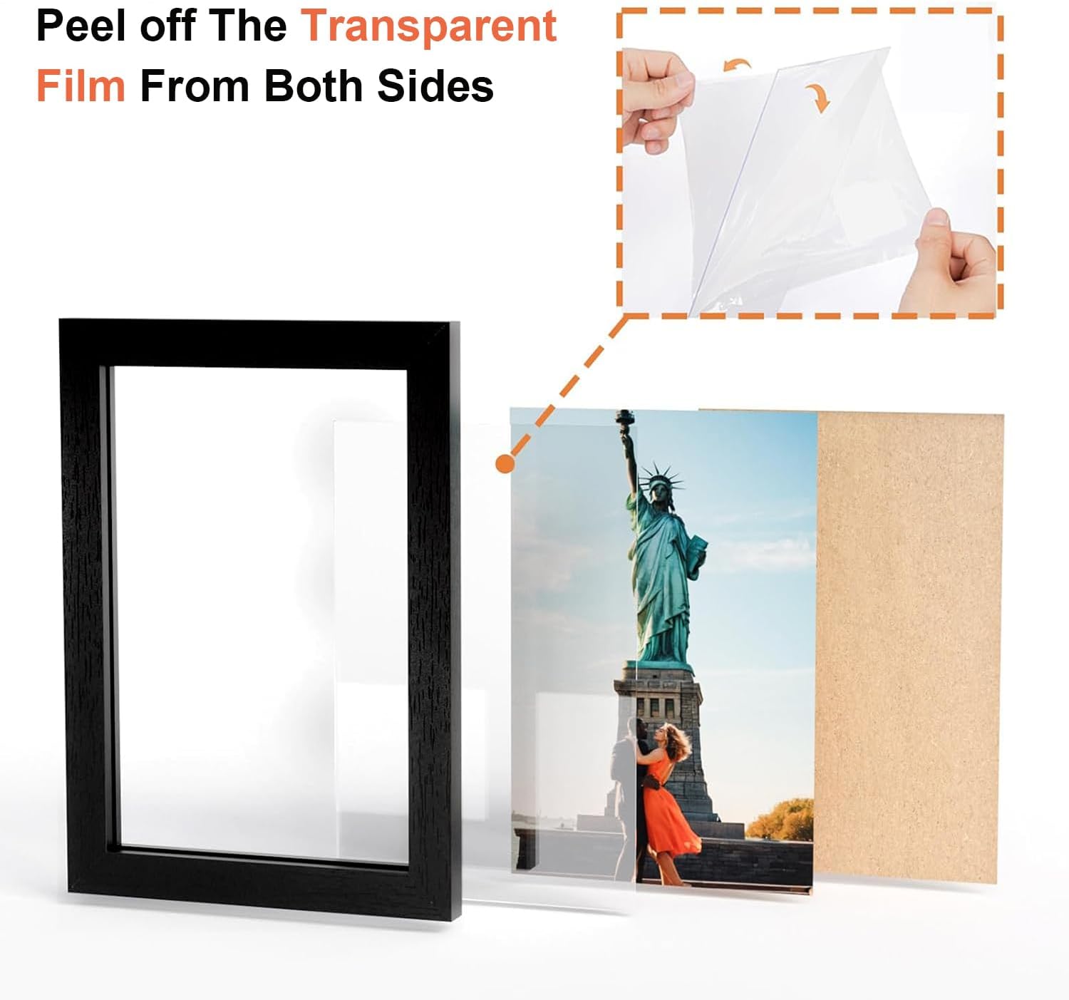 WARM&LOVE 4 Picture Frame, 4x6 Four Folding Hinged Photo Frames, Rustic Wood Desk Family Photo Collage Stand Vertical on Tabletop for Birthday Family Lover Gift (Black) - Image 4