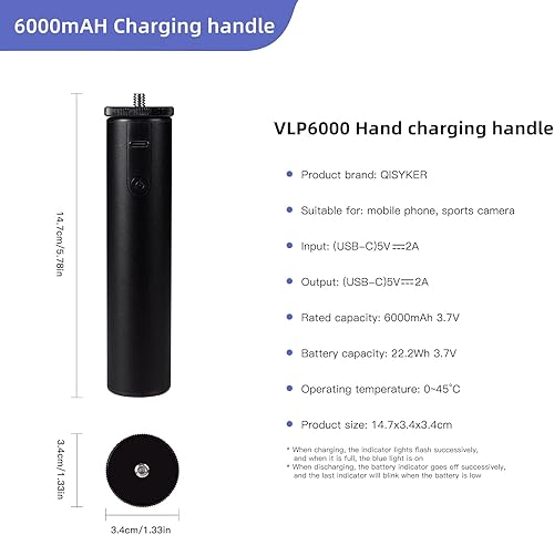 Miniatura 3 de Agarre de mano de carga para cámara DJI Osmo PocketPocket 2, barra de extensión de banco de energía con trípode y adaptador de montaje, parasol de