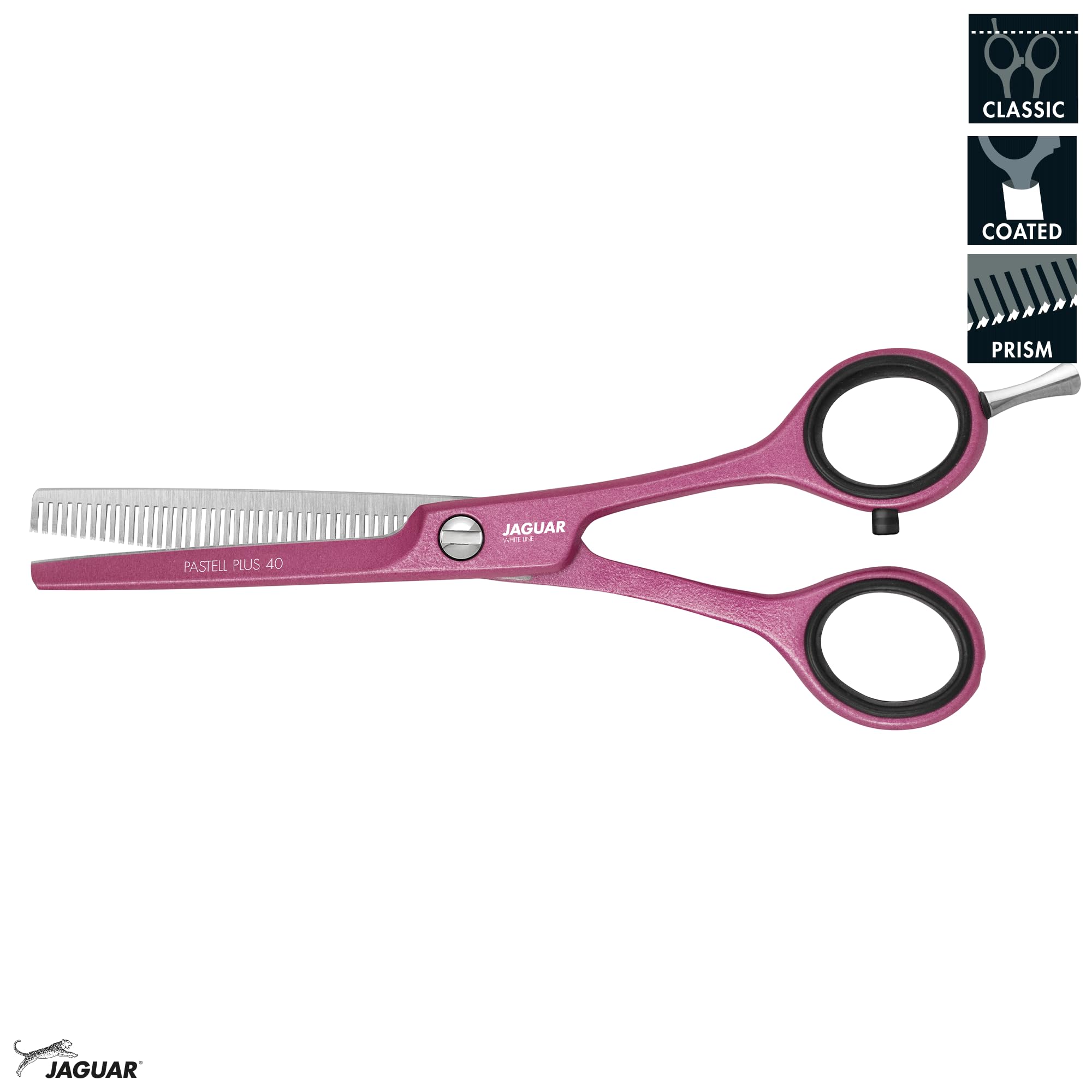 JAGUAR Forbici da modellatura PASTELL PLUS Berry Classic 40 5,5" | Forbici da texturizzazione con 40 denti sfolti a taglio prismatico | Rivestimento metallico antiallergico | Prodotto in Germania