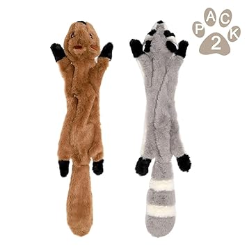 Buy No Stuffing Dog Toys With Squeakers Stuffing Free Dog Chew Toy Set With Squirrel And Raccoon Squeaky Plush Dog Toy For Small Medium And Large Dogs 2 Pack Online At Low