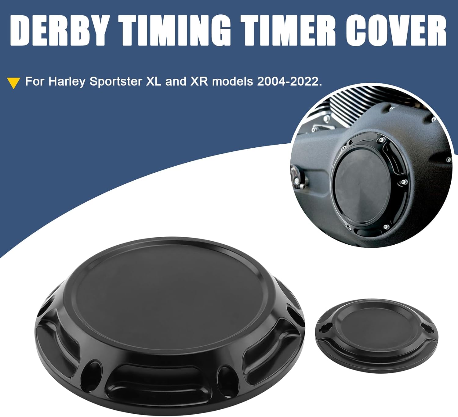 Derby Cover Timing Timer Cover Bevel Cut Aluminum Fit for Harley 2004-2022 Sportster Iron 883 1200 XL XR Forty Eight Nightster Seventy Two (Black)