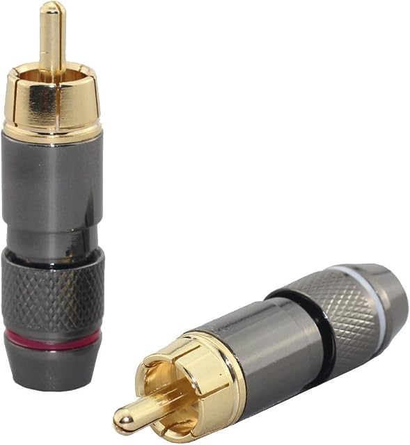 [2pcs] Hi End RCA Male Plug Adapter Audio Phono Gold Plated Solder Connector Wv-hfr2in1