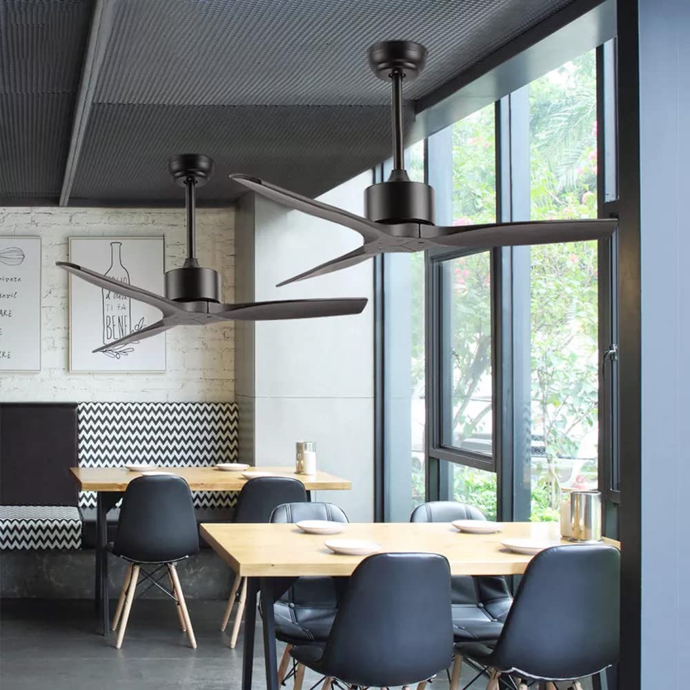 Amazon | ウッドモダンシーリングファン、リモコン付き 3枚の