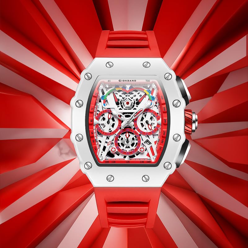 Image of Giordano Multifunction Watch for Men with Day, Date, and 24-Hour Sub-Dial, Water Resistant Square Dial Unique Design