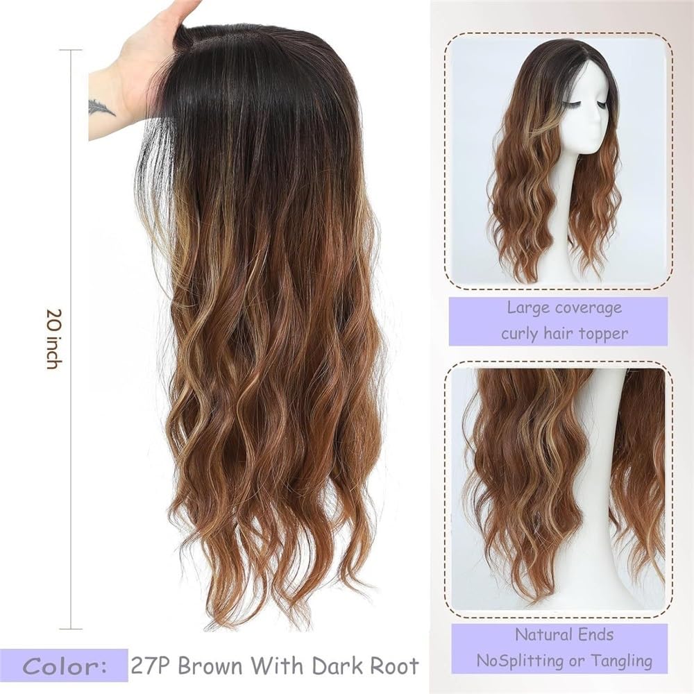 Accesorios para el cabello de 20 pulgadas para mujeres, rizado, ligero, transpirable, extensiones para cabello adelgazamiento (marrón)
