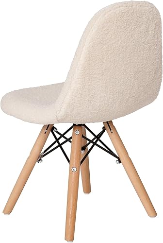 Miniatura 5 de Flash Furniture Zula - Silla moderna acolchada de piel de oveja sintética para niños, tapizado acolchado de piel de oveja sintética color blanco