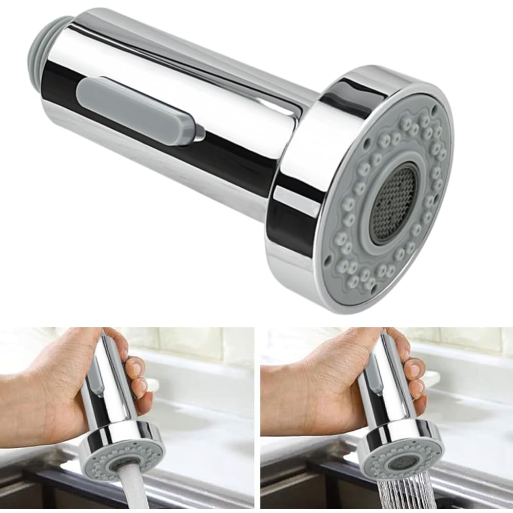 XAVSWRDE 2 Function Kitchen Tap Spray Head Replacement Part 2 in 1 Pull Out Spray Shower Head Anti-Splash Kitchen Faucet Spray Head for Kitchen Pull Out Tap & Bathroom Mixer Faucet, G1/2 inch