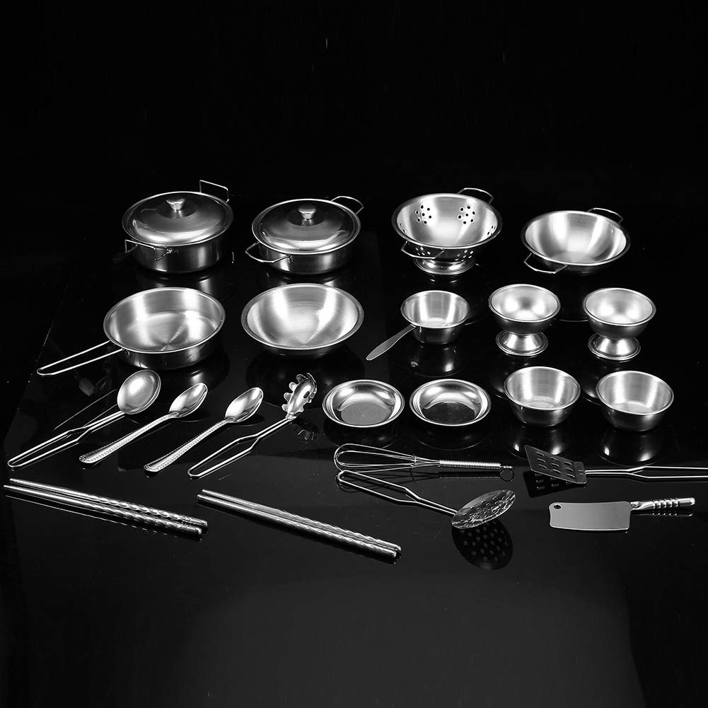 Set De Juguetes De Cocina De Acero Inoxidable De 25 Piezas, Utensilios Duraderos Y Seguros Para Niños