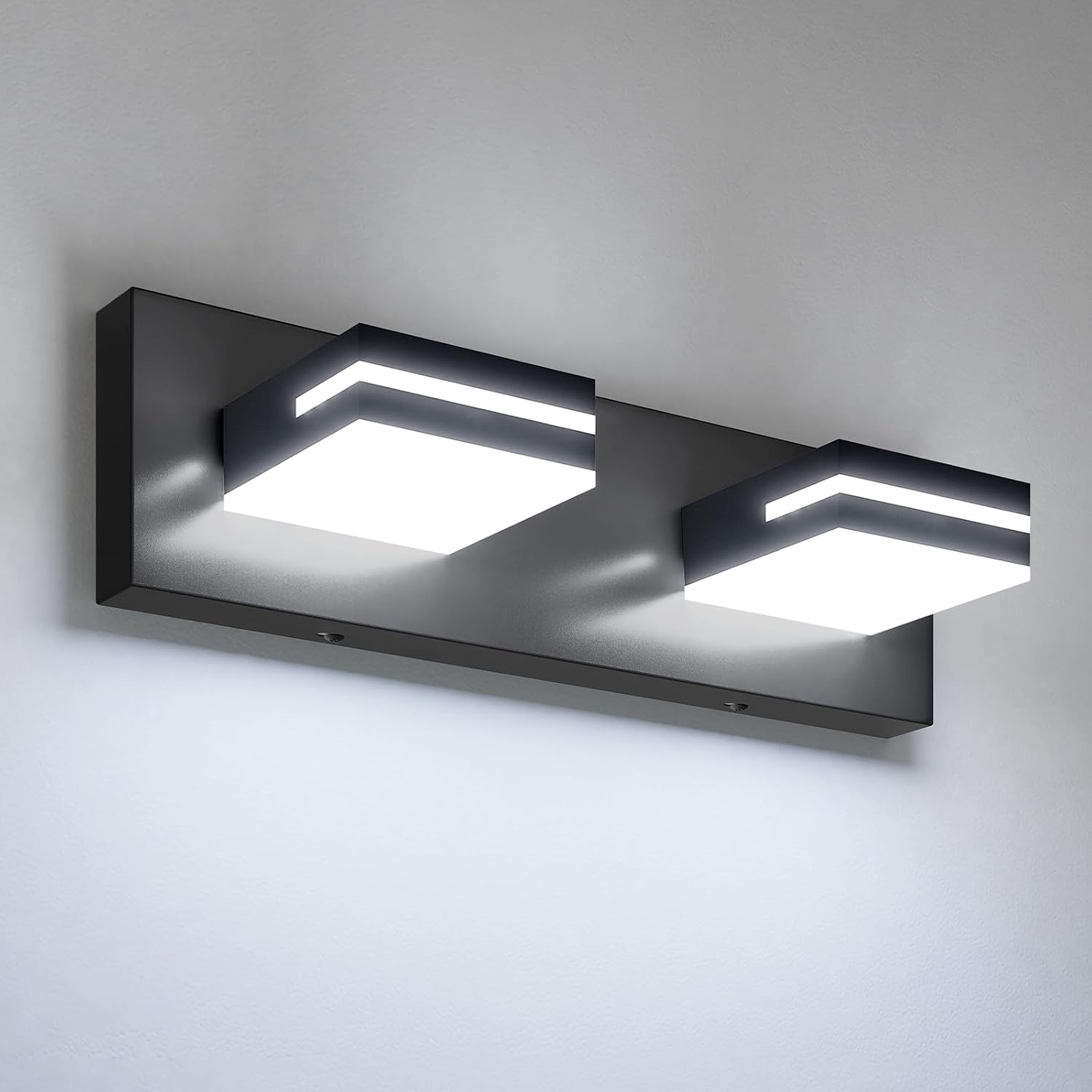 VOLISUN LED Vanity Light,2‑Light 15.5" Matte Black 360°Rotatable 6000K