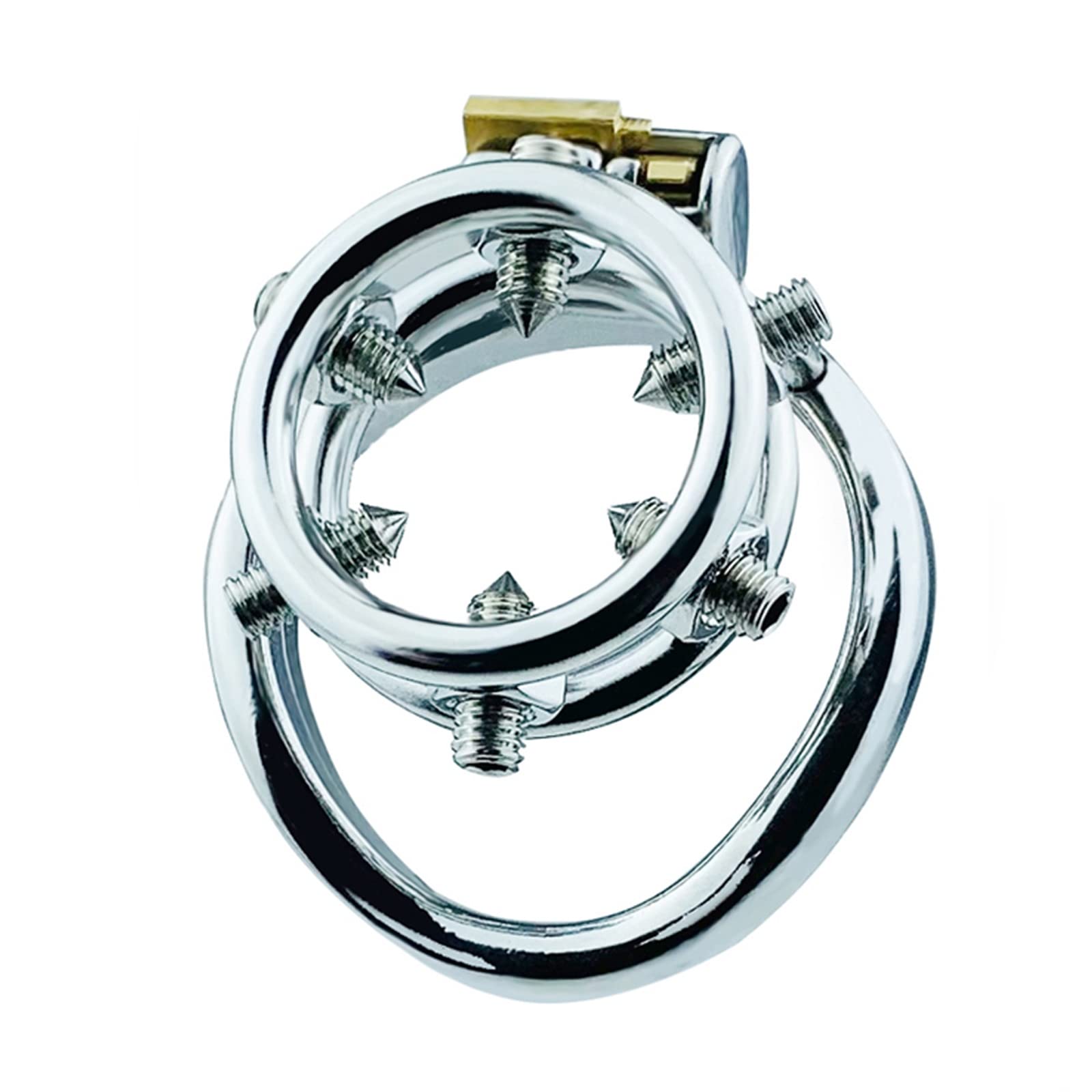 Coupe De Chasteté La Plus Récente avec 6 Vis À 6 Épiches, Conception Ouverte en Acier Inoxydable, A/B Deux Styles De Bague Cage Cage, Fétiche SM Bondage Jouets Sexuels pour Hommes Extrêmes,45mm,B