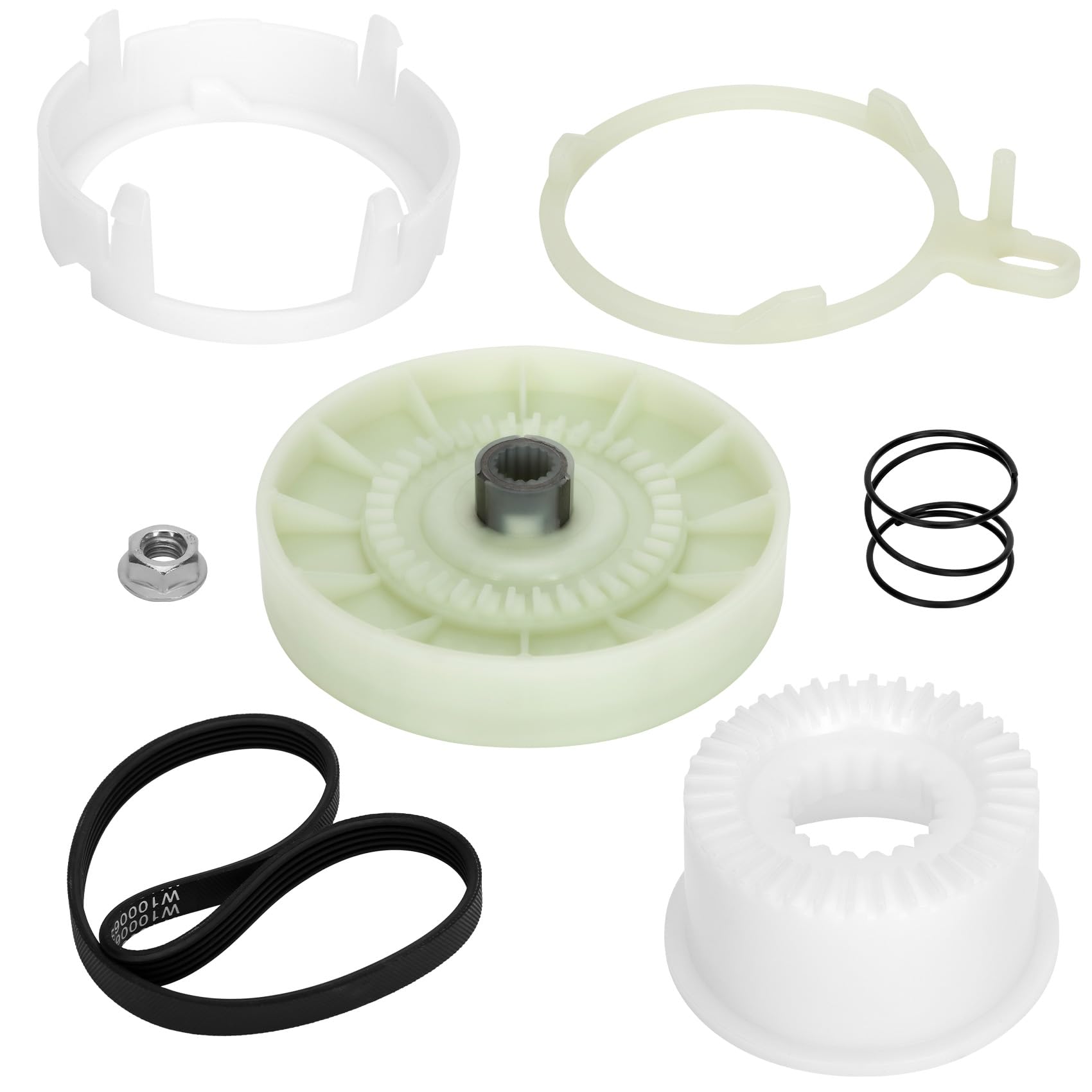 W10721967 Washer Pulley Clutch Kit, W10006384 Washer Drive Belt Replacement kit for whirlpool, kenmore Washer, Replace W10721967, W10006356, ap5951296, W10315818, PS10057144, W10006352, W10006353