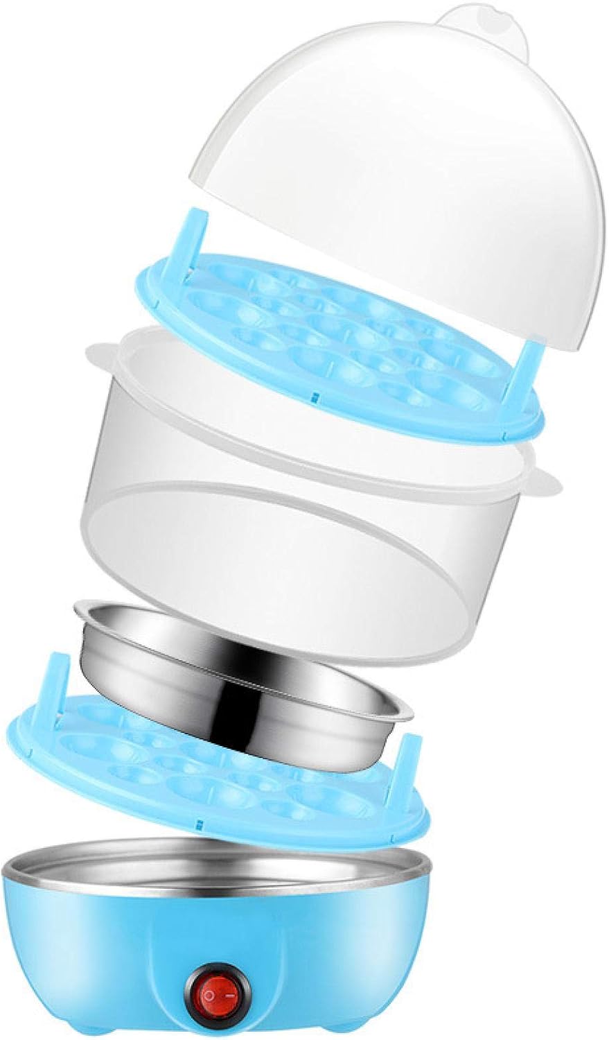 Multifunctional Egg Steamer, Egg Cooker, Double Layer Household Boiled Egg Steamed Egg, Mini Stainless Steel Breakfast Machine Blue Single Layer