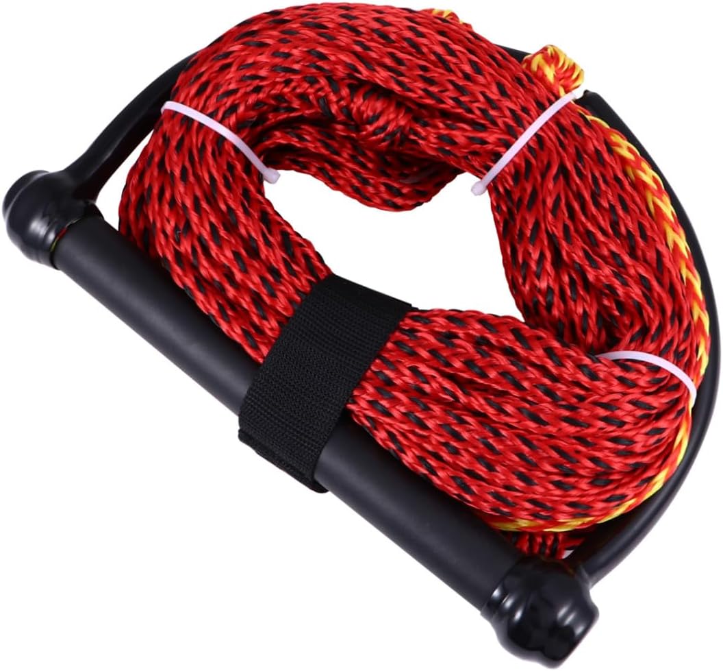 Waterskiing Rope and Watersports Tow Rope with Black Handle, 1-Section Water Ski Towing Line for Tubing, Kneeboarding, and Boating Accessories Random Color