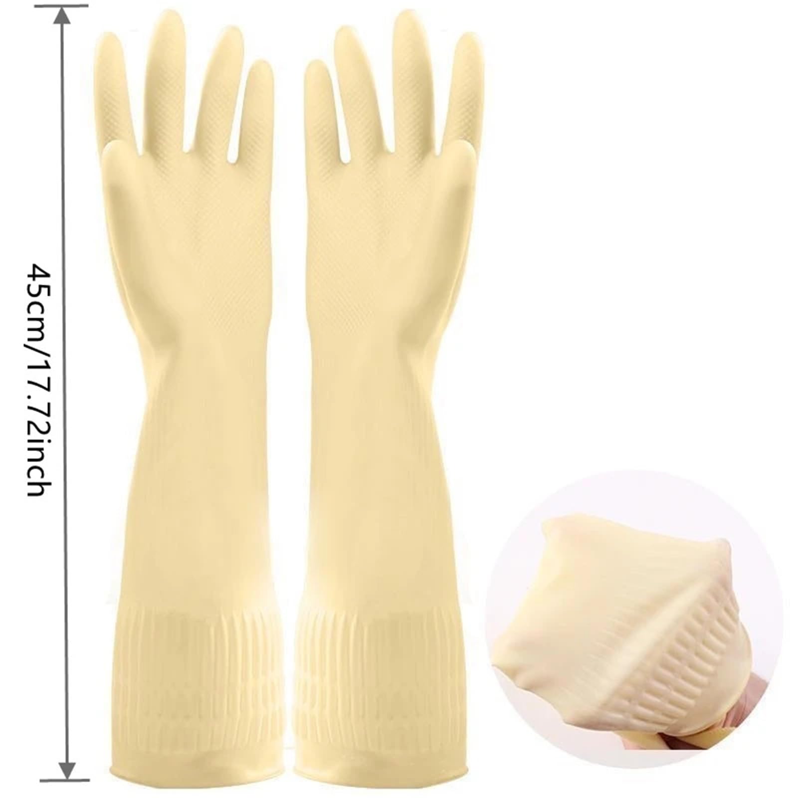 Guantes Limpieza Guantes de limpieza látex goma for el hogar, reutilizables, for cocina, lavavajillas, con puño largo, impermeables y antideslizantes
