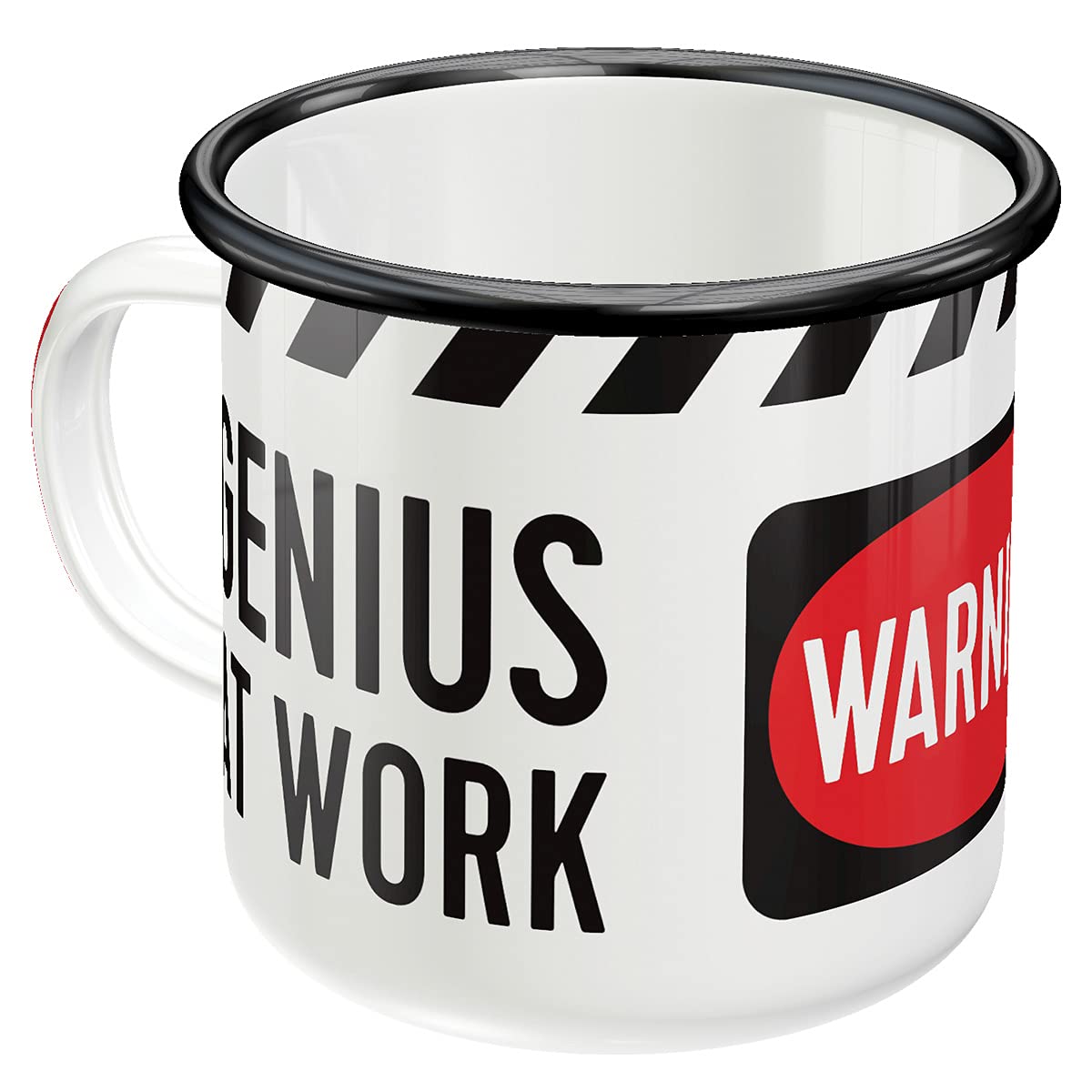 Nostalgic-Art Tasse rétro en émail, Genius At Work – Idée de cadeau pour gamers, Mug de camping, Design vintage, 360 ml