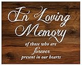 In Loving Memory Sign for Wedding Reception, Rustic Wood Look On Linen Textured Thick Cardstock, Wedding Reception Decoration
