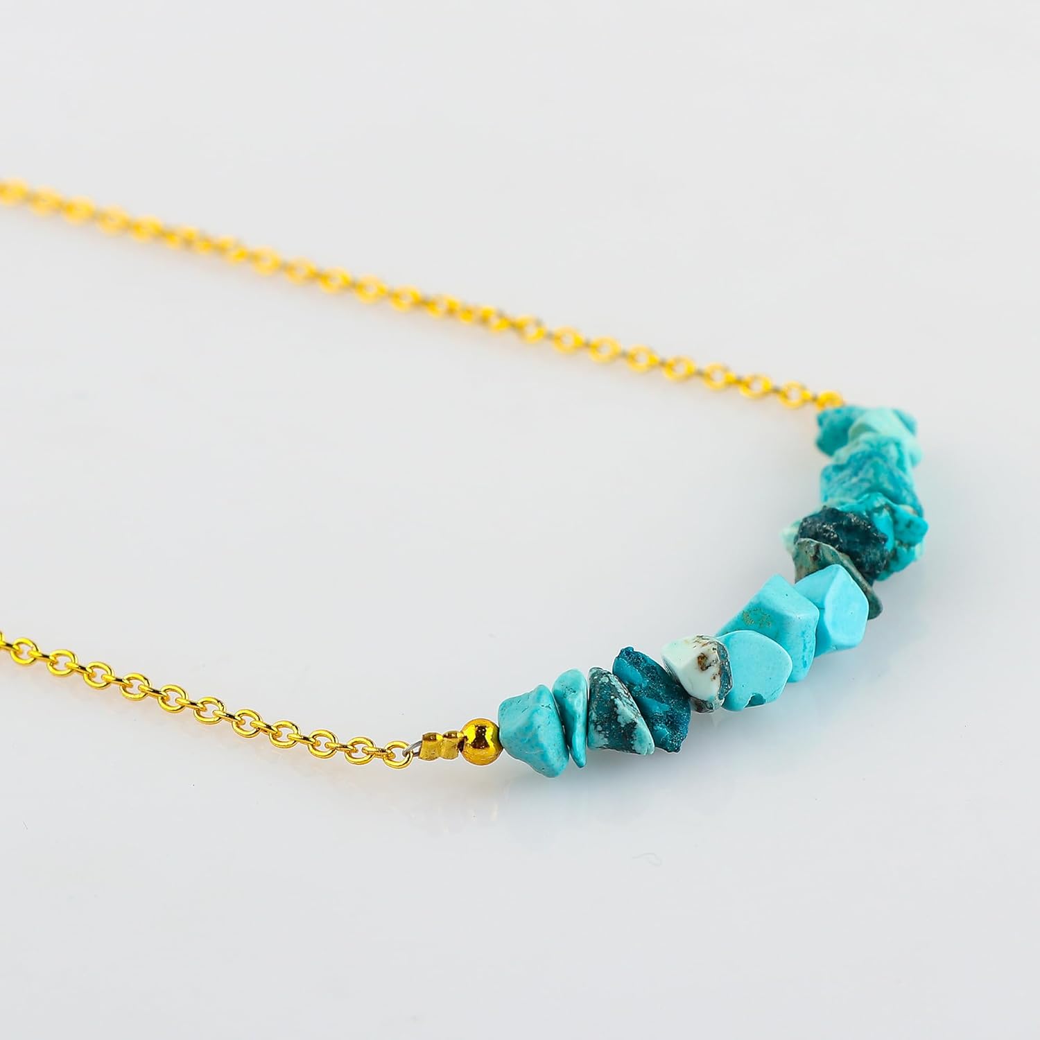 TGH Natural Gemstone Chip Bar Necklace for Women - Healing Crystal Stone Jewelry - 16+2 Inch Gold Plated Adjustable Chain - Image 2