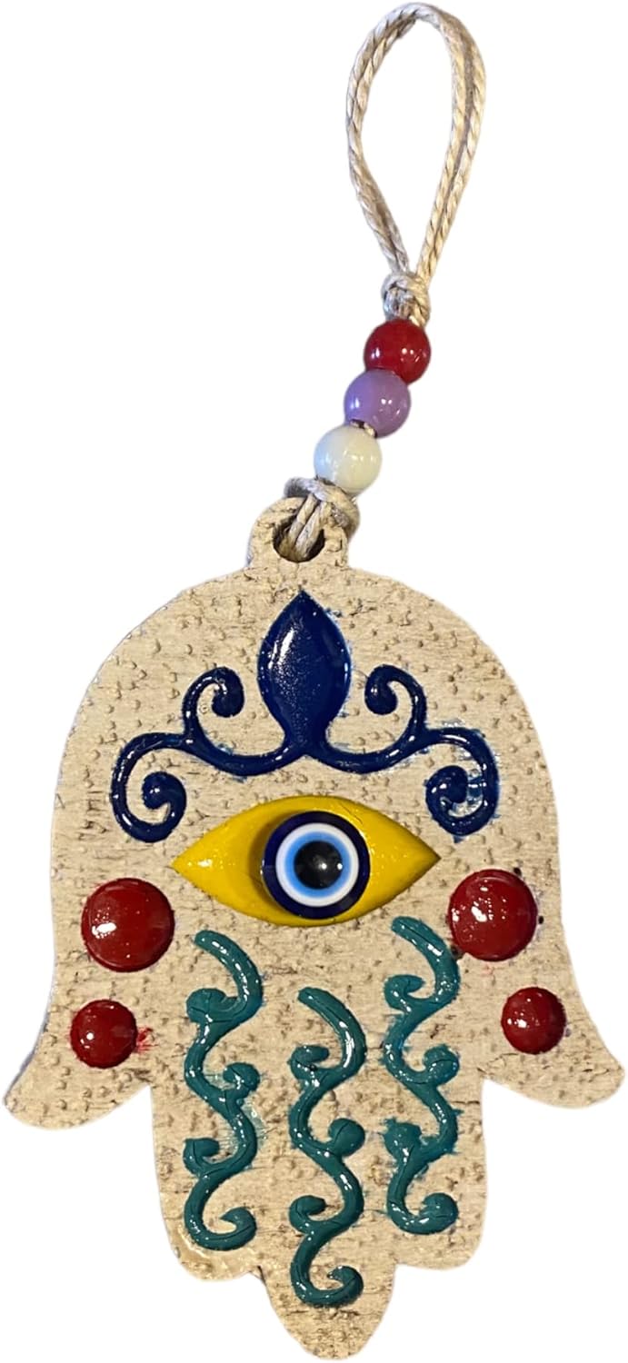 Handmade Ceramic Evil Eye Protection for Home Decor with Beaded