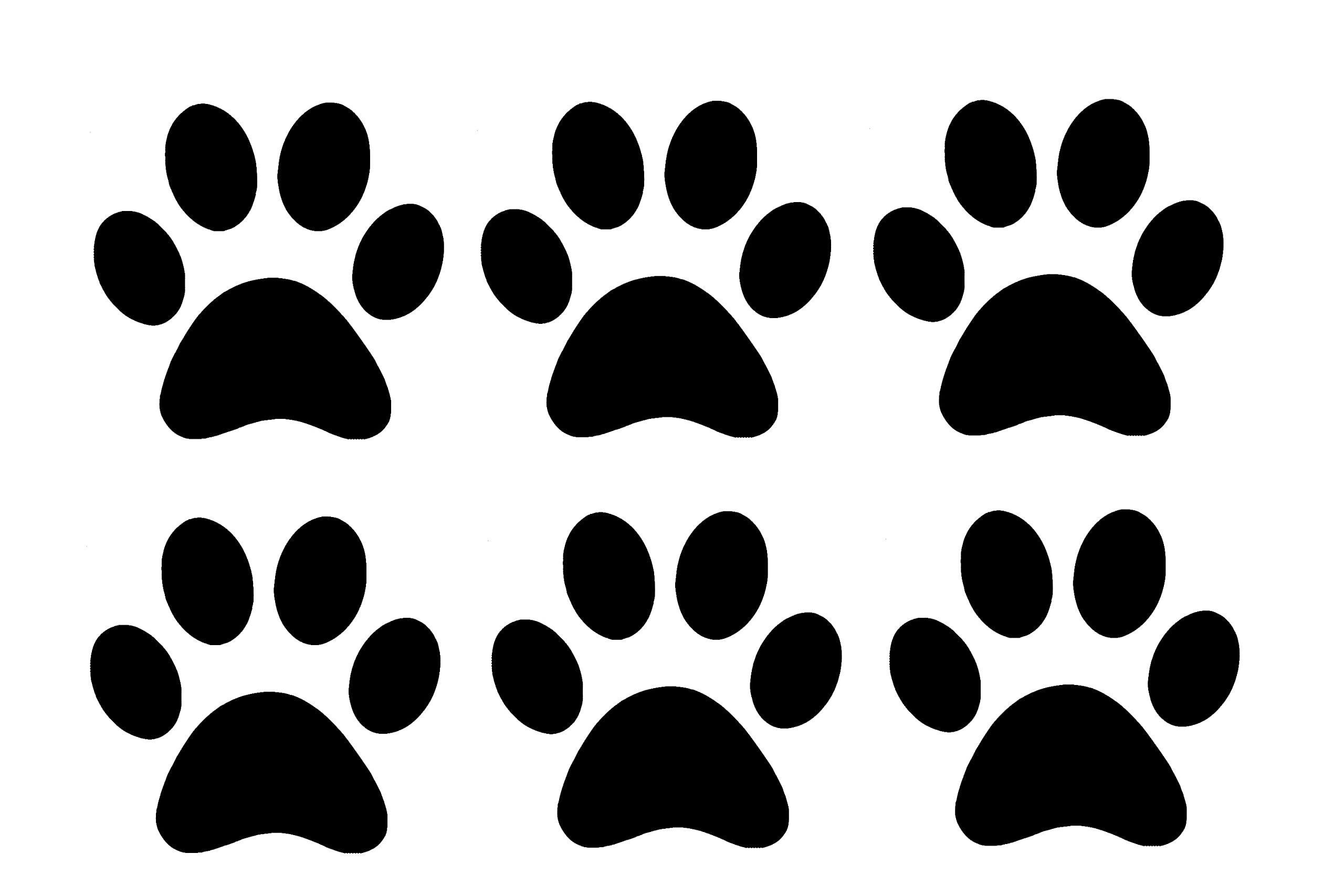 Pack of 6 Cat Dog Animal Paw Cute Stickers - Waterproof Decals - Laptops, Water Bottles, Cars, Phones, Scrapbooking (Black, 8cm x 8cm)